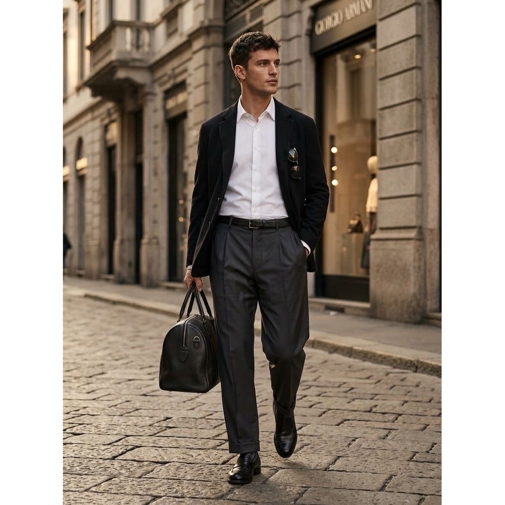 Giorgio Armani Borgo 21 Mens Gray Wool Pleated Cuffed Dress Pants 34 Italy